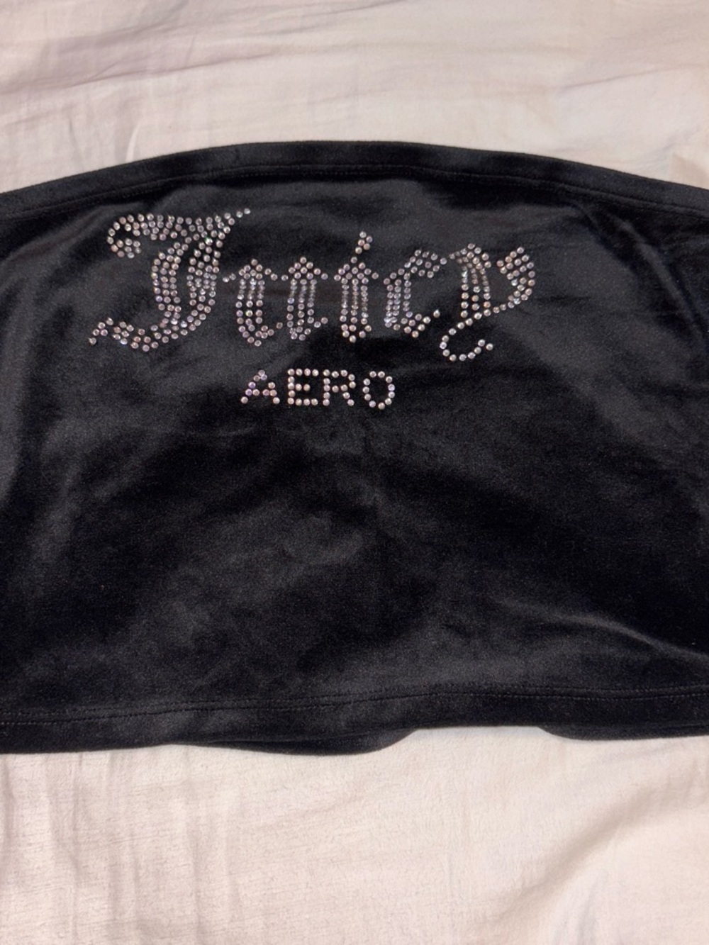 JUICY COUTURE X AEROPOSTALE Black tube top with rhinestone logo